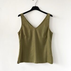 MM Lafleur V-Neck Sleeveless Blouse, Linen - Olive Green